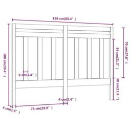 Berkfield Home Bed Headboard Grey 166x4x100 cm Solid Wood Pine - Size: 166 x 4 x 100 cm - thumbnail 6