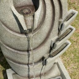 Teamson Home Garden Outdoor Water Feature, Modern Oval Water Fountain, With Warm LED Lights, Grey - thumbnail 3