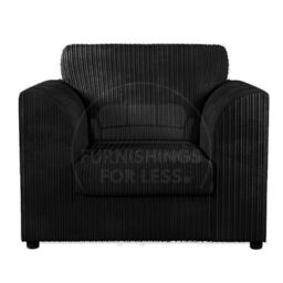 Furnishings For Less UK Luxor Jumbo Cord 3 + 2 + 1 Fabric 3 Piece Sofa Suite - Scatter Back in Black - thumbnail 4