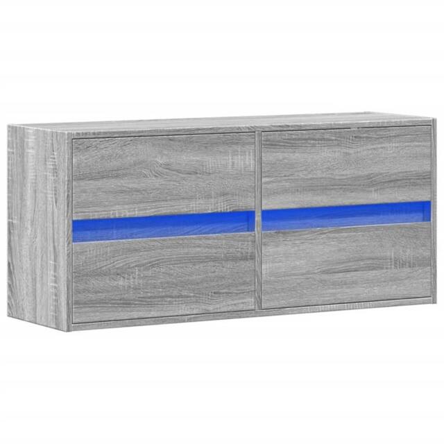 Berkfield Home TV Wall Cabinet with LED Lights Grey Sonoma 100x31x45 cm - Size: 100 x 31 x 45 cm - image 1