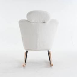 Direct Wicker Teddy Fabric Tufted Upholstered Rocking Chair with Foldable Footrest in Ivory - Size: 1 Pack - thumbnail 5