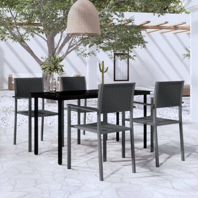 Berkfield Home 5 Piece Garden Dining Set Black - image 1