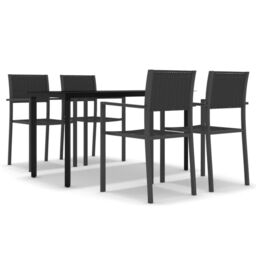 Berkfield Home 5 Piece Garden Dining Set Black - thumbnail 2