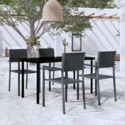 Berkfield Home 5 Piece Garden Dining Set Black