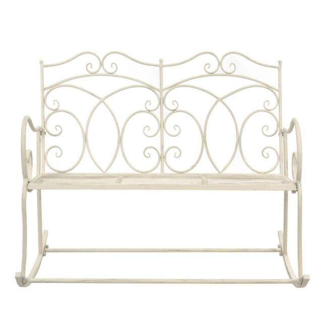Berkfield Home Garden Bench 104 cm Iron Antique White in Off-White - image 1