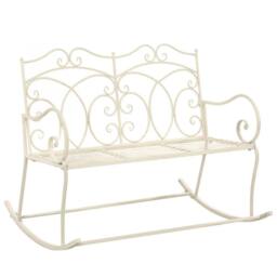 Berkfield Home Garden Bench 104 cm Iron Antique White in Off-White - thumbnail 2