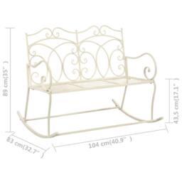 Berkfield Home Garden Bench 104 cm Iron Antique White in Off-White - thumbnail 6