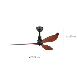 Eglo Lagos 52 Redwood & Black Steel Ceiling Fan - thumbnail 3