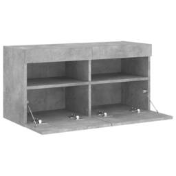 Berkfield Home TV Wall Cabinet with LED Lights Concrete Grey 80x30x40 cm - Size: 80 x 30 x 40 cm - thumbnail 8