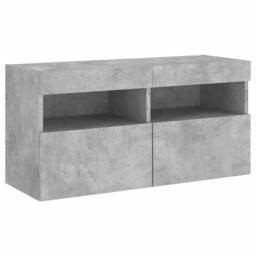 Berkfield Home TV Wall Cabinet with LED Lights Concrete Grey 80x30x40 cm - Size: 80 x 30 x 40 cm - thumbnail 1