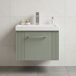 Balterley Wall Hung 1 Drawer Vanity Unit - Mid-Edge Basin 500mm, Satin Green - thumbnail 9