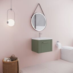 Balterley Wall Hung 1 Drawer Vanity Unit - Mid-Edge Basin 500mm, Satin Green - thumbnail 4