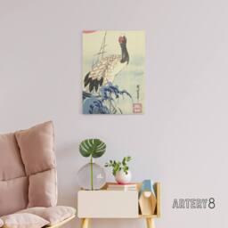 "Artery8 Hiroshige Crane & Surf Wave Canvas Japanese Wall Art in Blue - Size: W18"" x H24""" - thumbnail 3