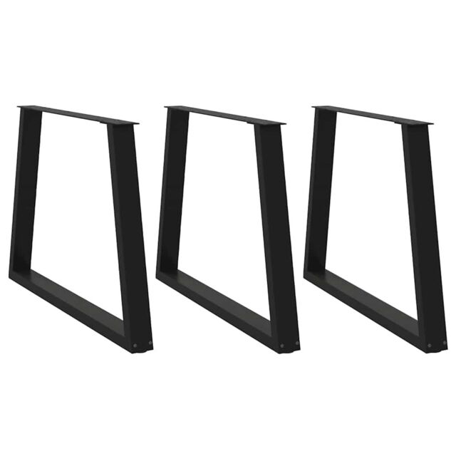 Berkfield Home Dining Table Legs V-Shape 3 pcs Black 90x(72-73.3) cm Steel - image 1
