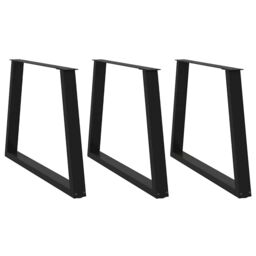 Berkfield Home Dining Table Legs V-Shape 3 pcs Black 90x(72-73.3) cm Steel - thumbnail 1