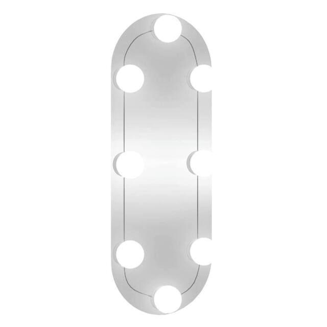 Berkfield Home Wall Mirror with LED Lights 15x40 cm Glass Oval in Silver - image 1