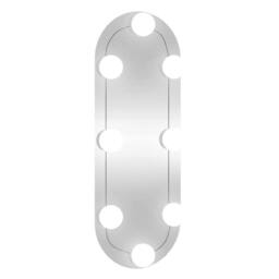 Berkfield Home Wall Mirror with LED Lights 15x40 cm Glass Oval in Silver