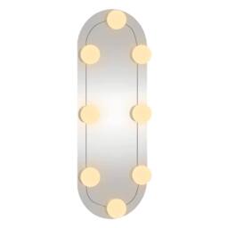 Berkfield Home Wall Mirror with LED Lights 15x40 cm Glass Oval in Silver - thumbnail 4