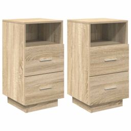 Berkfield Home Bedside Cabinets 2 pcs with 2 Drawers Sonoma Oak 36x36x68 cm in Brown - Size: 36 x 36 x 68 cm - thumbnail 2