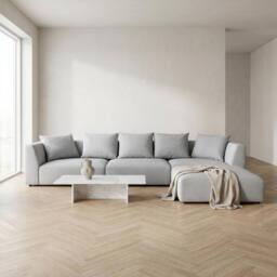 Abakus Direct Tokyo Large Corner Sofa Brushed Tweed Fabric with Deep Seats in Light Grey - thumbnail 1