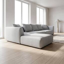 Abakus Direct Tokyo Large Corner Sofa Brushed Tweed Fabric with Deep Seats in Light Grey - thumbnail 7