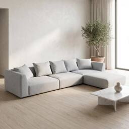 Abakus Direct Tokyo Large Corner Sofa Brushed Tweed Fabric with Deep Seats in Light Grey - thumbnail 2