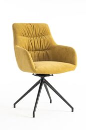 Set of 4 Eva Modern Velvet Dining Chair Swivel Padded Seat w Arms - thumbnail 3