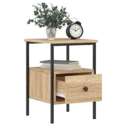 Berkfield Home Bedside Cabinet Sonoma Oak 34x36x50 cm Engineered Wood in Brown - Size: 34 x 36 x 50 cm - thumbnail 4