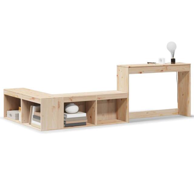 Berkfield Home Bedside Cabinet with Desk 232x122x75 cm Solid Wood Pine in Light Tan - Size: 232 x 122 x 75 cm - image 1