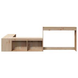 Berkfield Home Bedside Cabinet with Desk 232x122x75 cm Solid Wood Pine in Light Tan - Size: 232 x 122 x 75 cm - thumbnail 4