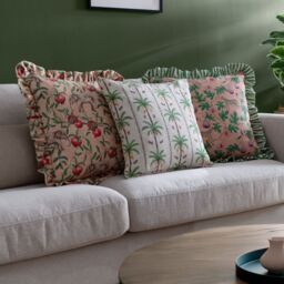 Wylder Tropics Okara Elephant Printed Ruffle Cushion in Peach - Size: 50 cm x 50 cm - thumbnail 5