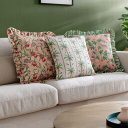 Wylder Tropics Okara Elephant Printed Ruffle Cushion in Peach - Size: 50 cm x 50 cm - thumbnail 6