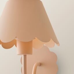 ValueLights Hattie Pair of Rechargeable Metal Scalloped Edge Wall Lights in Pale Pink - thumbnail 5