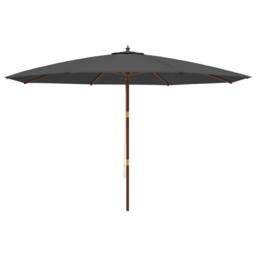 Berkfield Home Garden Parasol with Wooden Pole Anthracite 400x273 cm in Dark Grey - thumbnail 4