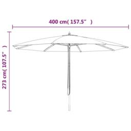 Berkfield Home Garden Parasol with Wooden Pole Anthracite 400x273 cm in Dark Grey - thumbnail 8