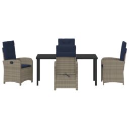 Berkfield Home 5 Piece Garden Dining Set with Cushions - Grey Poly Rattan - thumbnail 7