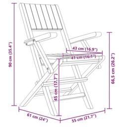 Berkfield Home Beautiful Folding Garden Chairs 2 pcs 55x61x90 cm Solid Wood Teak in Brown - Size: 55 x 61 x 90 cm - thumbnail 8