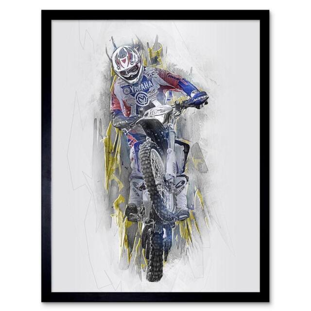 "Artery8 Dirt Bike Motocross Sport Graphic Home Decor 12x16"" Framed Art Print - Size: W12"" x H16""" - image 1