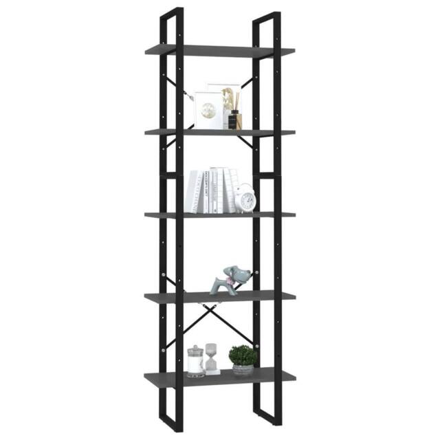 Berkfield Home Modern 5-Tier Book Cabinet Grey 60x30x175 cm Engineered Wood - Size: 60 x 30 x 175 cm - image 1