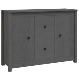 Berkfield Home Sideboard Grey 100x35x74 cm Solid Wood Pine - Size: 100 x 35 x 74 cm - thumbnail 2