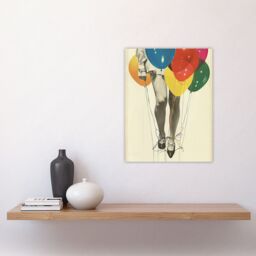 "Artery8 Party Over Woman Colourful Balloons Collage Wall Art Print - Size: W12"" x H16""" - thumbnail 4