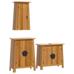 Berkfield Home 3 Piece Bathroom Furniture Set Solid Wood Pine in Brown