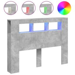 Berkfield Home LED Headboard Concrete Grey 140x18.5x103.5 cm Engineered Wood - thumbnail 1