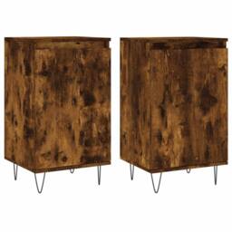 Berkfield Home Sideboards 2 pcs Smoked Oak 40x35x70 cm Engineered Wood in Brown - Size: 40 x 35 x 70 cm - thumbnail 3