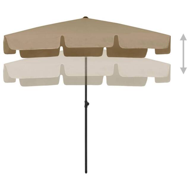 Berkfield Home Sturdy Beach Umbrella Taupe 200x125 cm in Beige - image 1