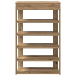 Berkfield Home Shoe Rack Artisan Oak 60x30x98 cm Engineered Wood in Brown - Size: 60 x 30 x 98 cm - thumbnail 4