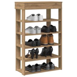 Berkfield Home Shoe Rack Artisan Oak 60x30x98 cm Engineered Wood in Brown - Size: 60 x 30 x 98 cm