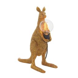 Loops Vintage Gold Kangaroo Table Light - Resin Figure - Matt Black Lamp Holder