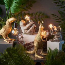 Loops Vintage Gold Kangaroo Table Light - Resin Figure - Matt Black Lamp Holder - thumbnail 4