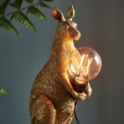 Loops Vintage Gold Kangaroo Table Light - Resin Figure - Matt Black Lamp Holder - thumbnail 5